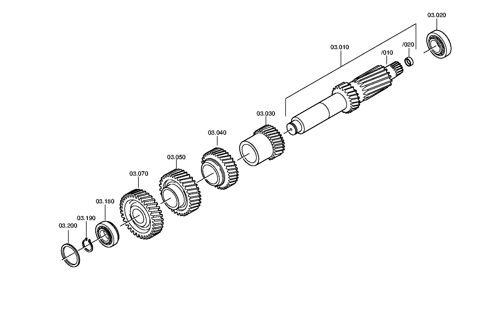 drawing for PONTICELLI 5000813819 - COUNTERSHAFT (figure 2)