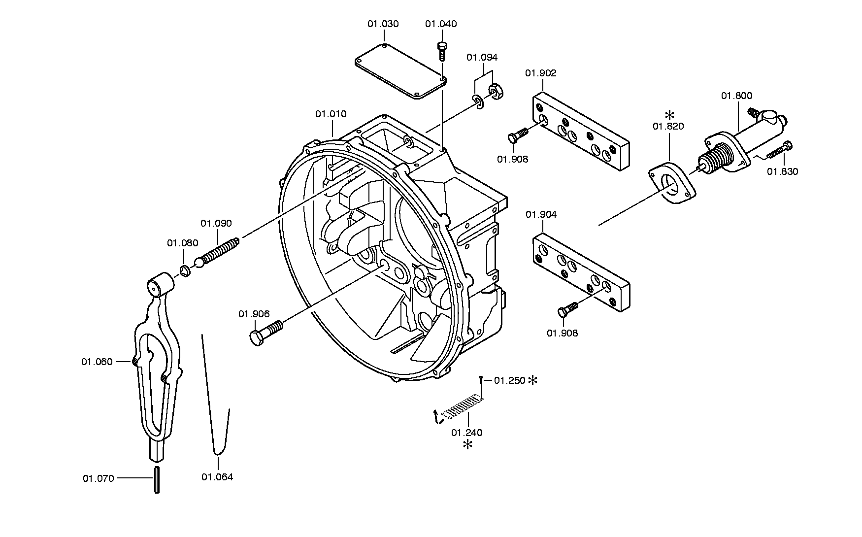 drawing for DAIMLER BUSES 359-10.00.090-32.4 - RELEASE FORK (figure 2)