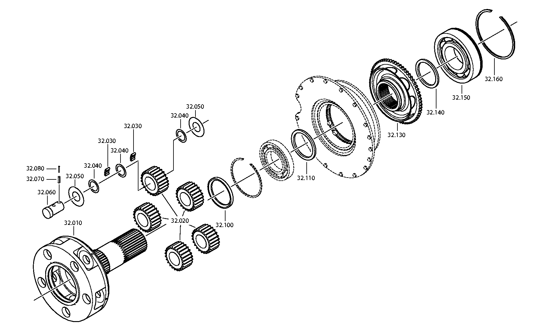 drawing for TERBERG BENSCHOP B.V. A0002601197 - PLANET GEAR SET (figure 1)