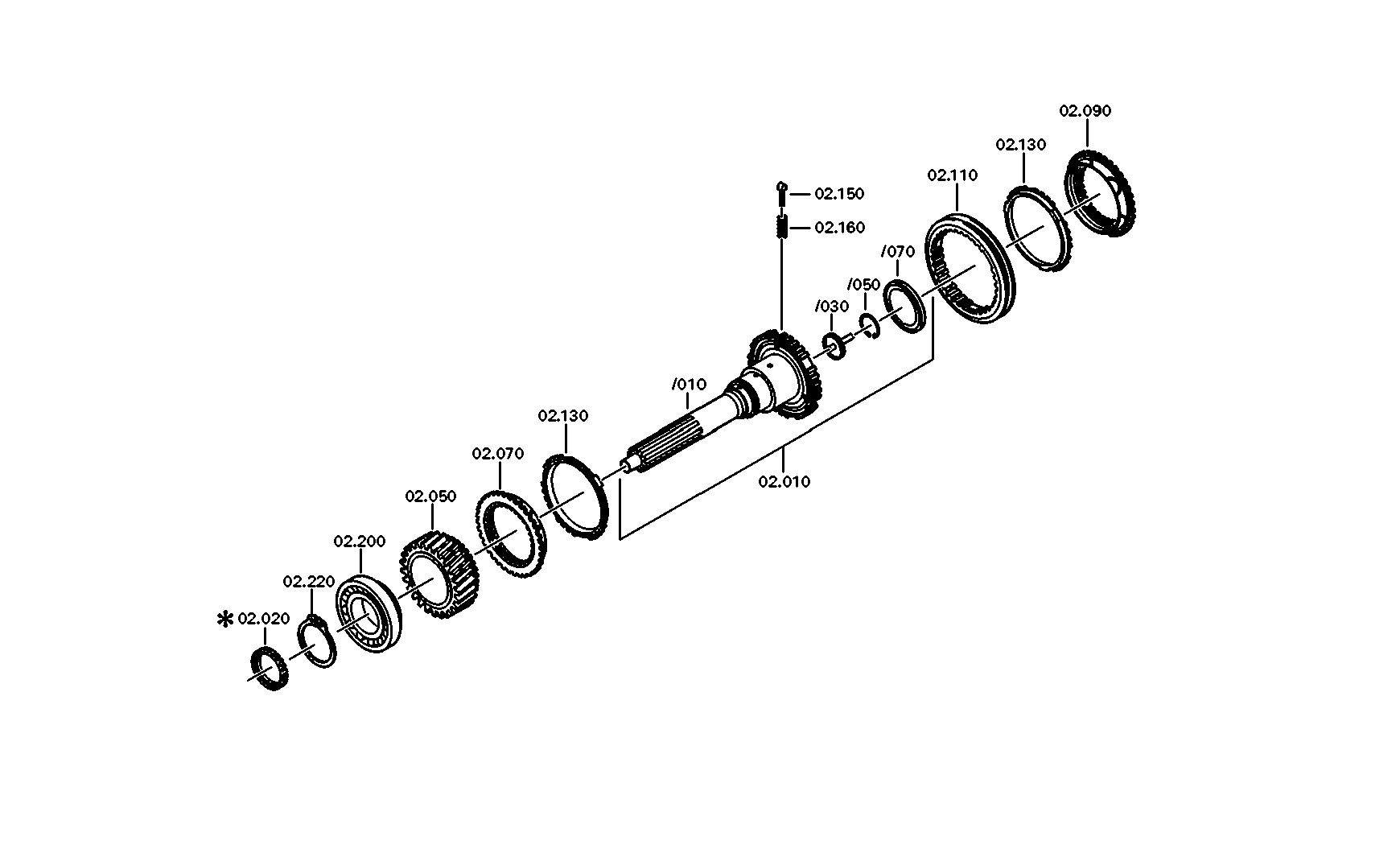drawing for Hyundai Construction Equipment QZ1315202041 - INPUT SHAFT (figure 1)