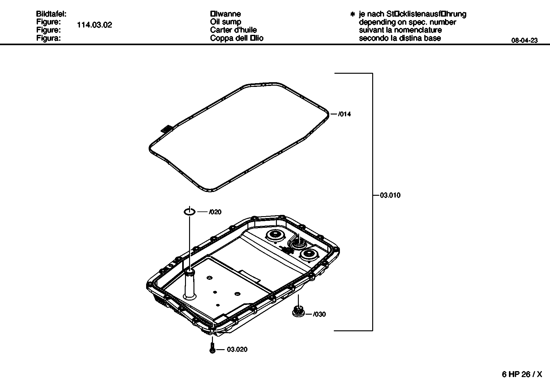 drawing for UNIPART 02C2C 38963 - OIL PAN (figure 1)