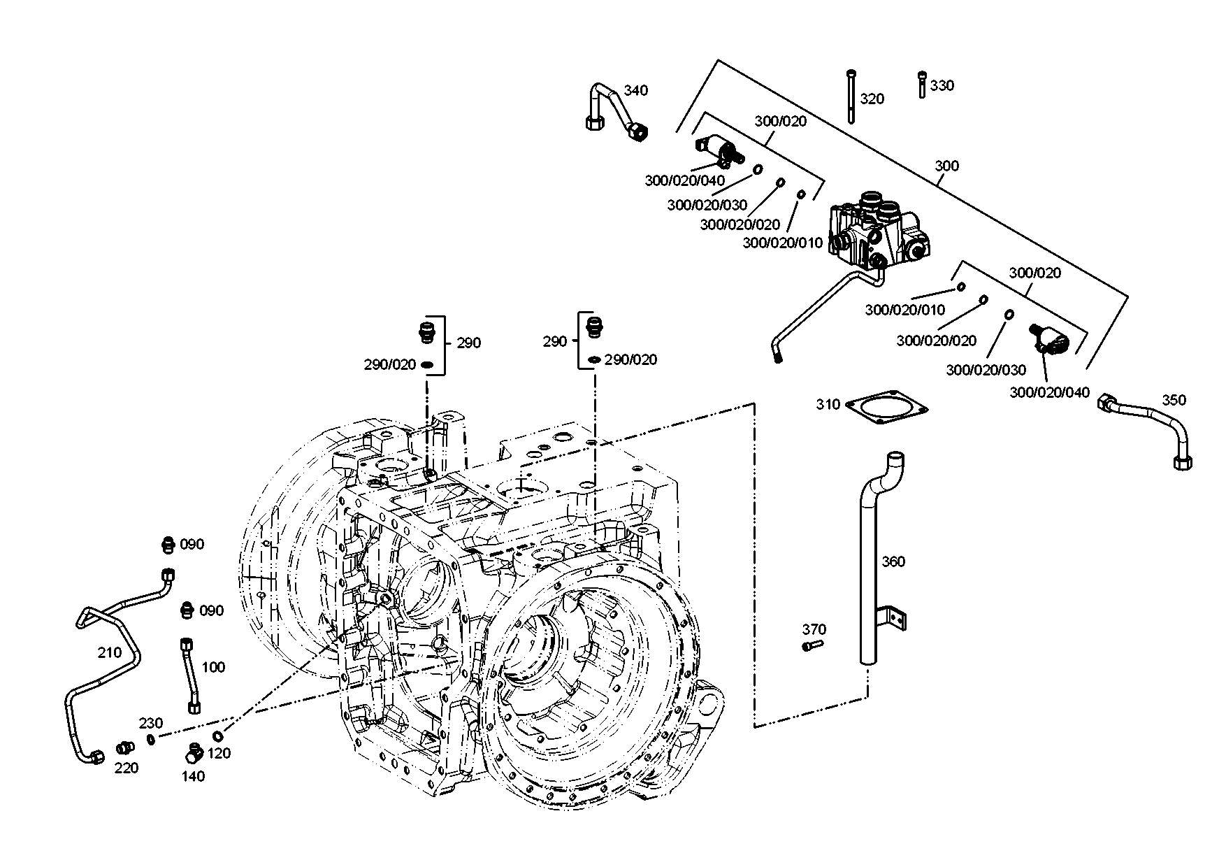 drawing for KUBOTA 3J08022161 - VALVE BLOCK (figure 2)