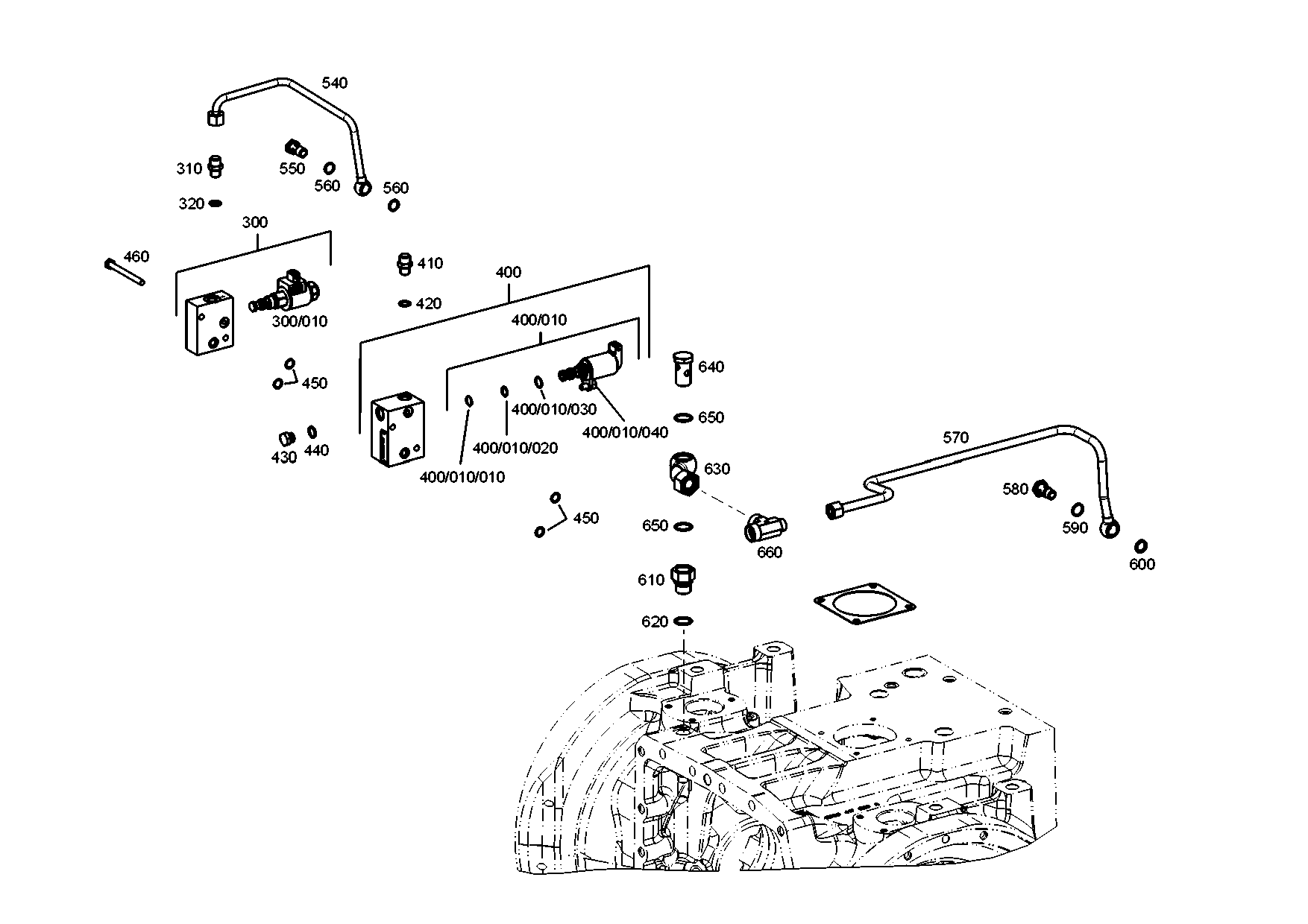 drawing for KUBOTA 3J08022231 - VALVE BLOCK (figure 2)