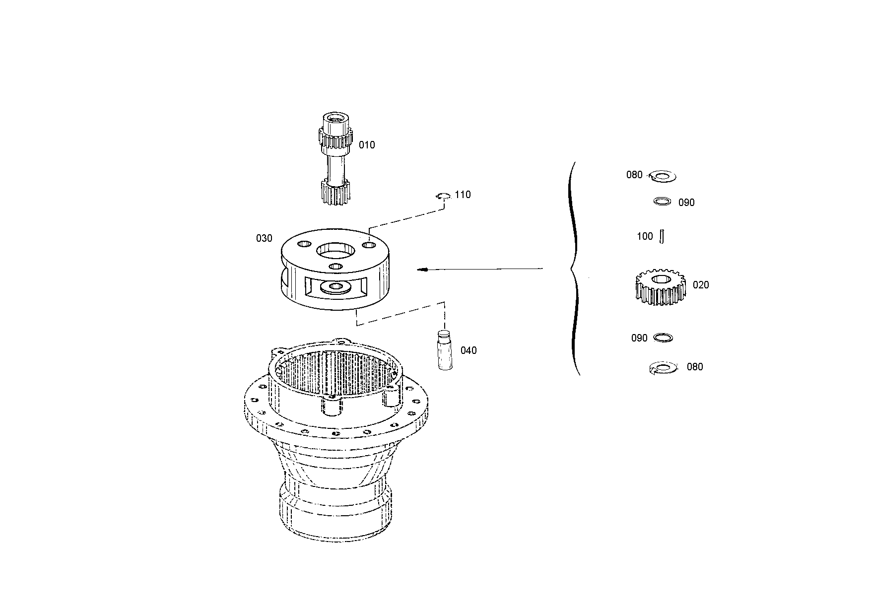 drawing for FUCHS-BAGGER GMBH + CO.KG 5904658883 - PLANETARY GEAR (figure 1)