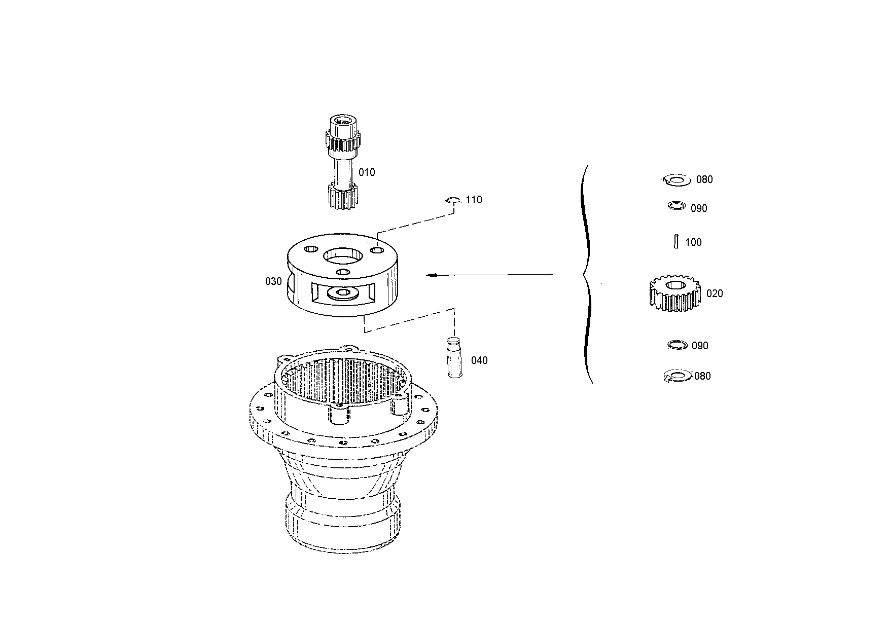 drawing for FUCHS-BAGGER GMBH + CO.KG 5904658883 - PLANETARY GEAR (figure 2)