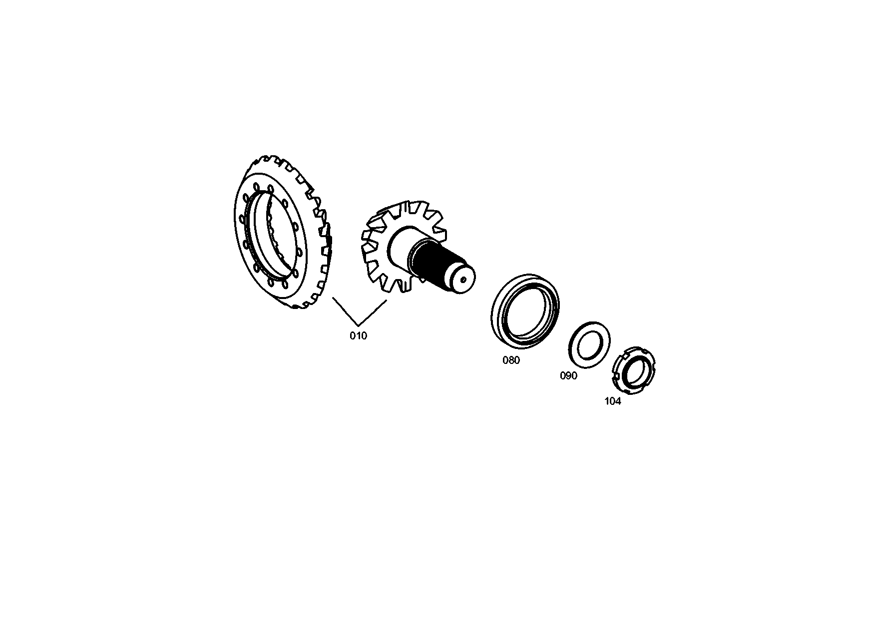 drawing for EVOBUS A0003503439 - BEVEL GEAR SET (figure 1)