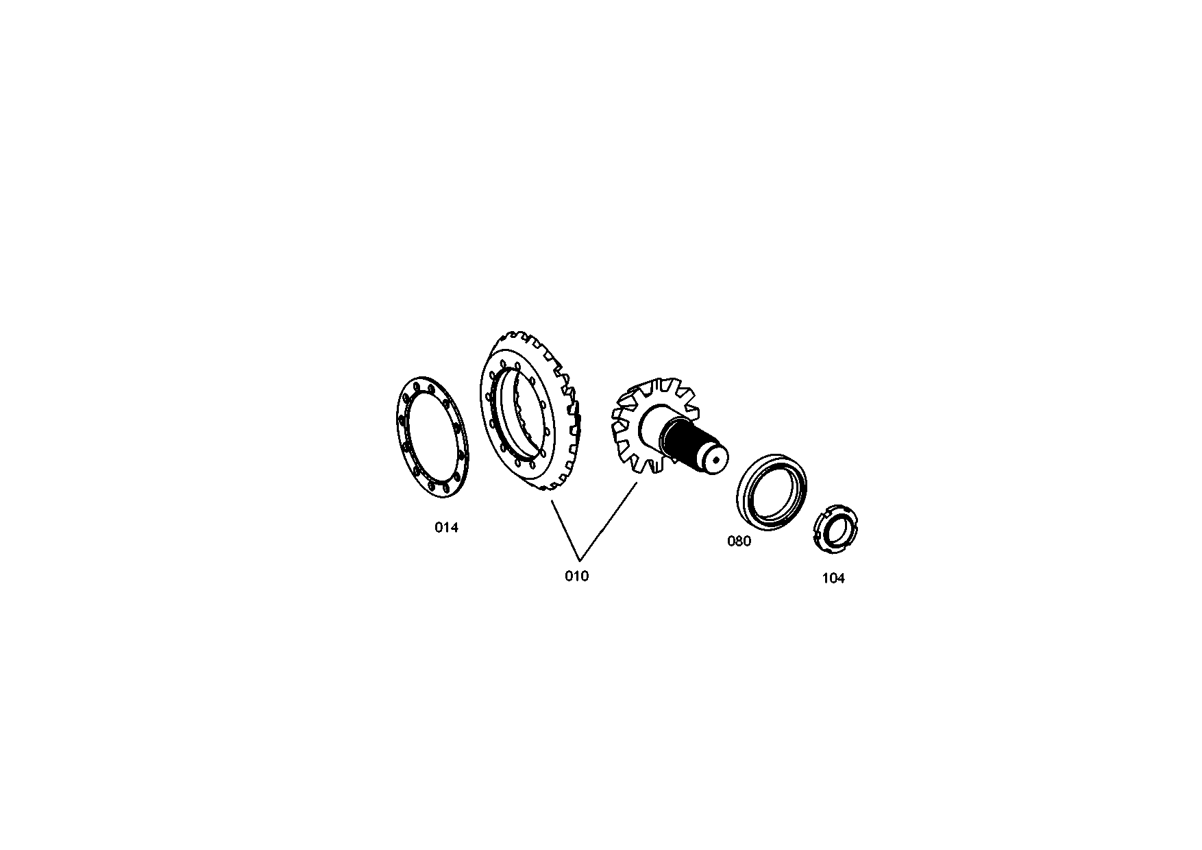 drawing for EVOBUS A0003509639 - BEVEL GEAR SET (figure 2)