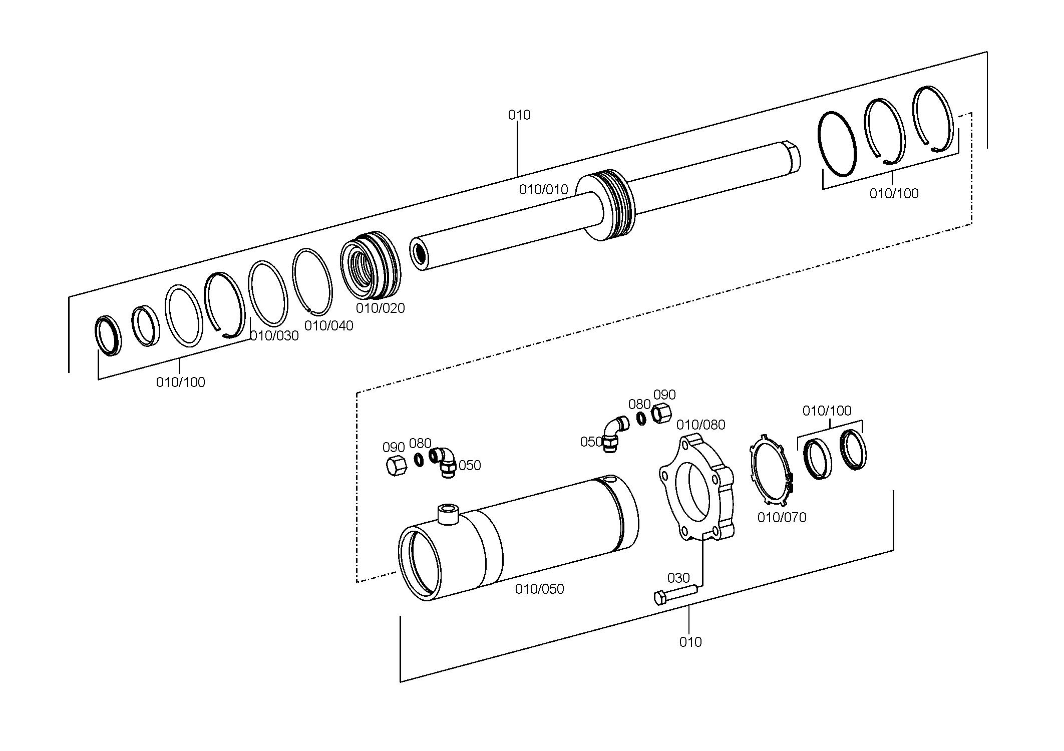 drawing for CNH NEW HOLLAND 84555182 - STEERING CYLINDER (figure 1)