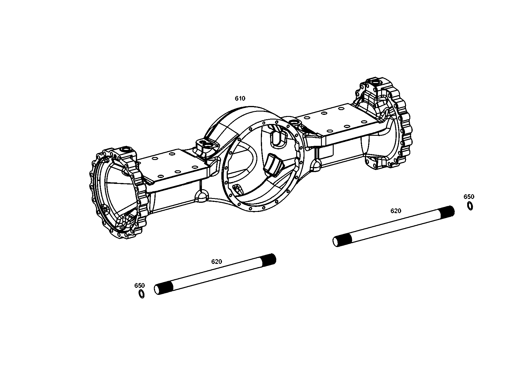 drawing for DOOSAN K9000342 - AXLE CASING (figure 1)