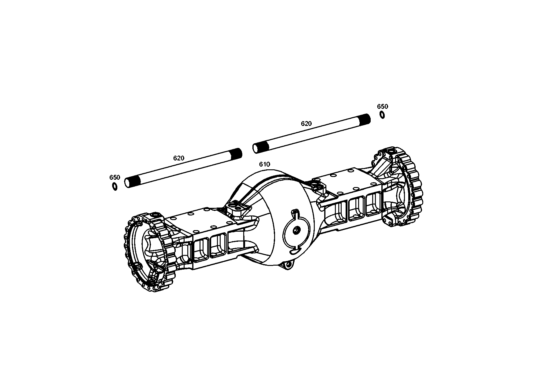 drawing for TEREX EQUIPMENT LIMITED 5904662204 - AXLE CASING (figure 1)
