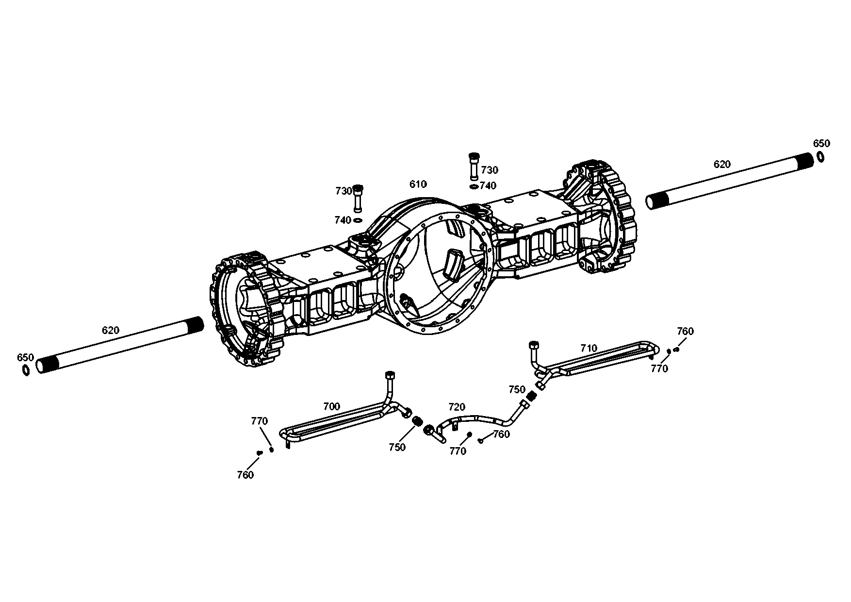 drawing for TEREX EQUIPMENT LIMITED 5904662204 - AXLE CASING (figure 3)