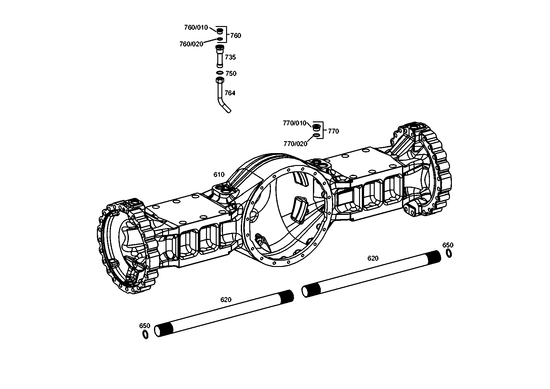 drawing for TEREX EQUIPMENT LIMITED 5904662204 - AXLE CASING (figure 5)