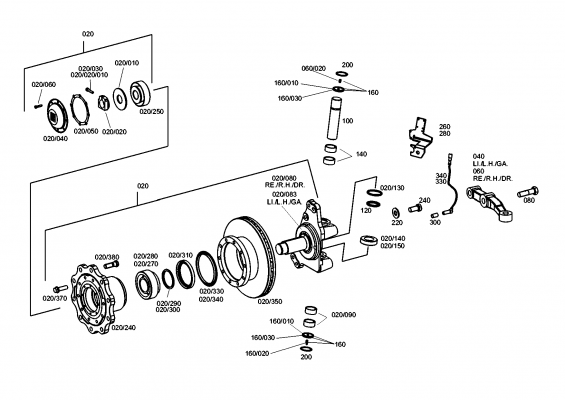 Technical drawing of EVOBUS A0003320101 KNUCKLE with dimensions and layout (figure 2)