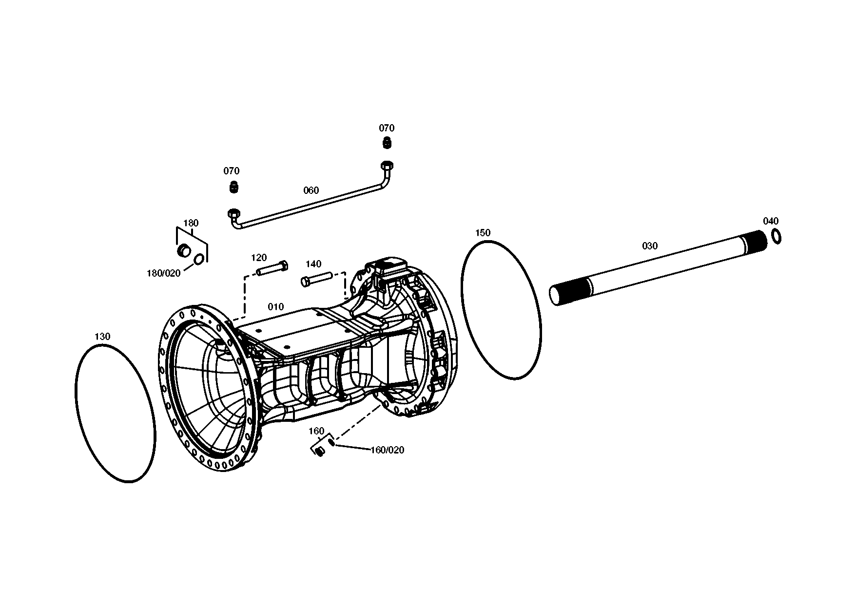 drawing for JOHN DEERE T300439 - AXLE CASING (figure 1)