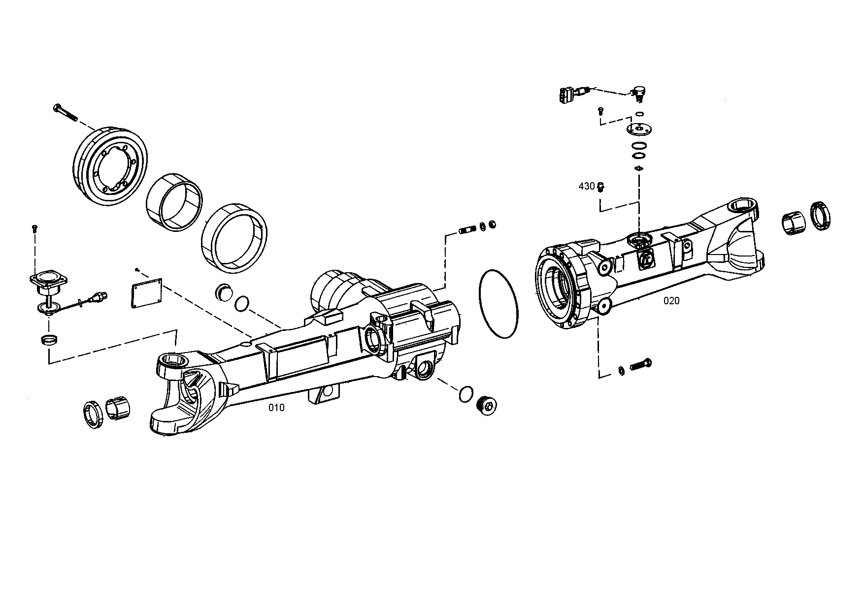 drawing for AGCO F409.301.020.030 - AXLE CASING (figure 1)