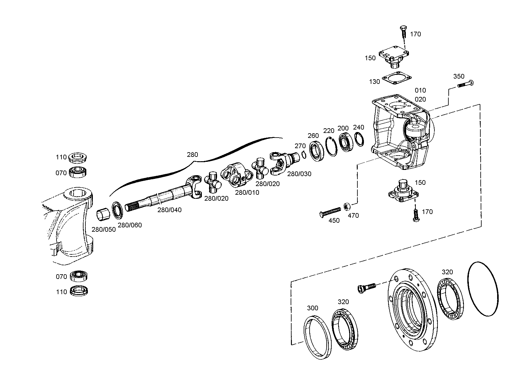 drawing for JOHN DEERE AL152009 - D.UNIVERS.SHAFT (figure 1)