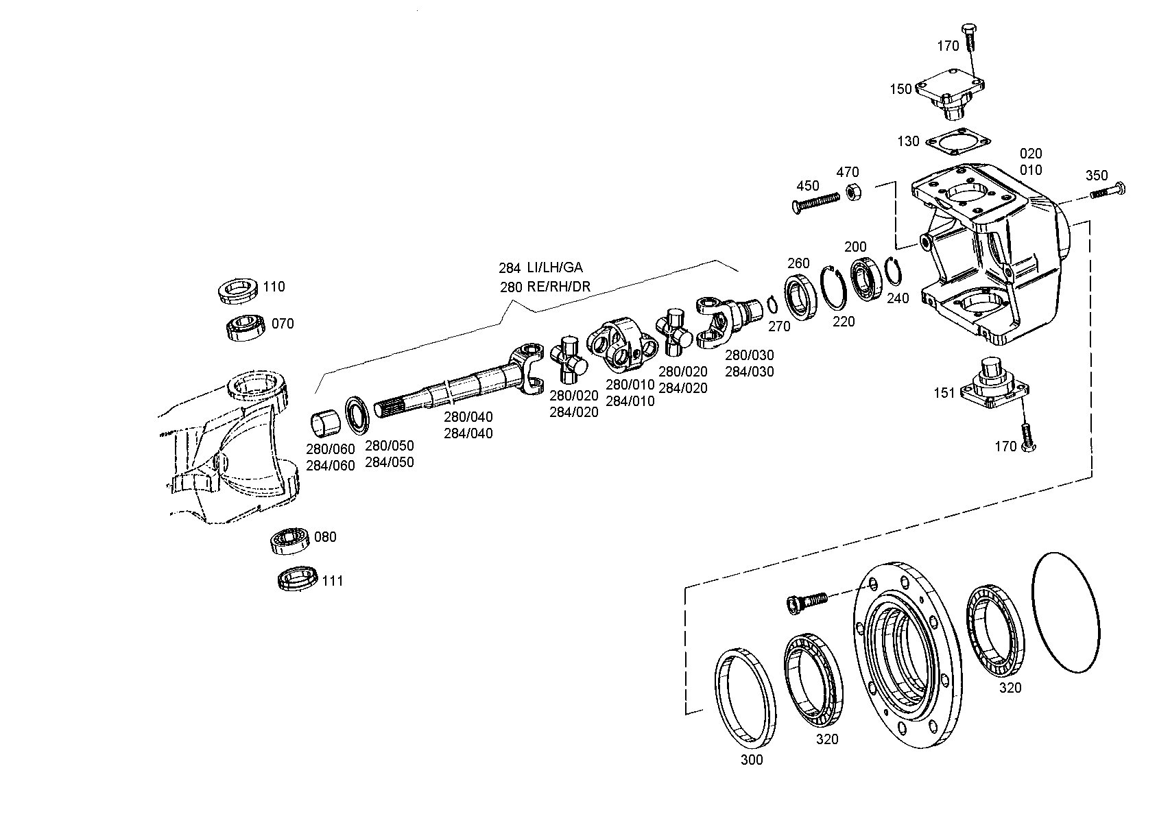 drawing for AGCO F308.300.021.070 - D.UNIVERS.SHAFT (figure 1)