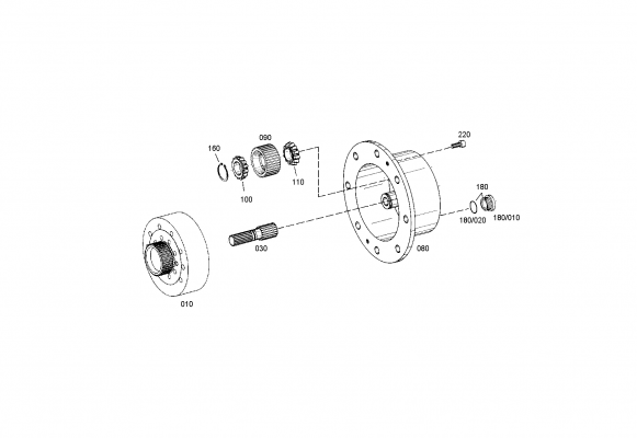 Technical drawing of AGCO 35126500 TAPER ROLLER BEARING with dimensions and layout