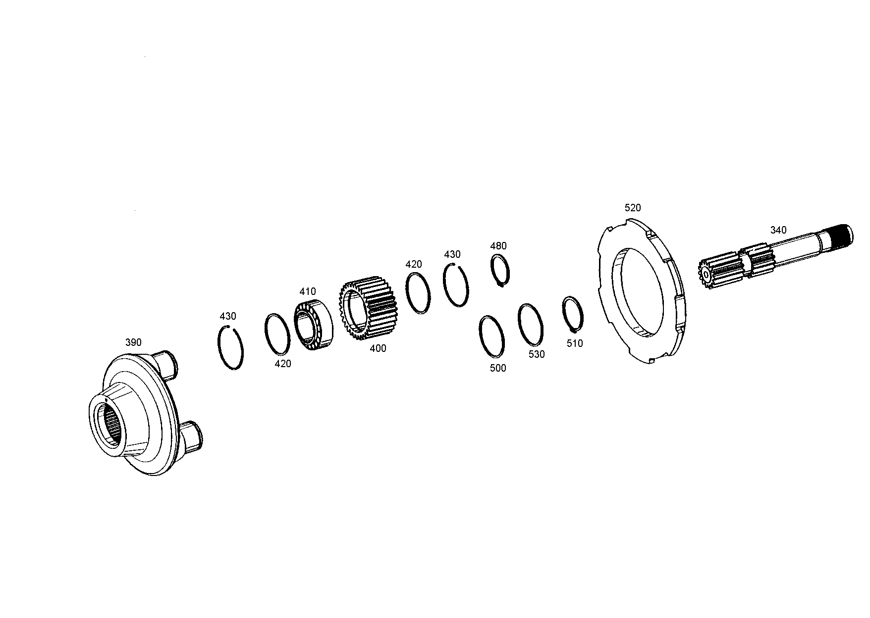 drawing for JOHN DEERE T154952 - SUN GEAR SHAFT (figure 1)