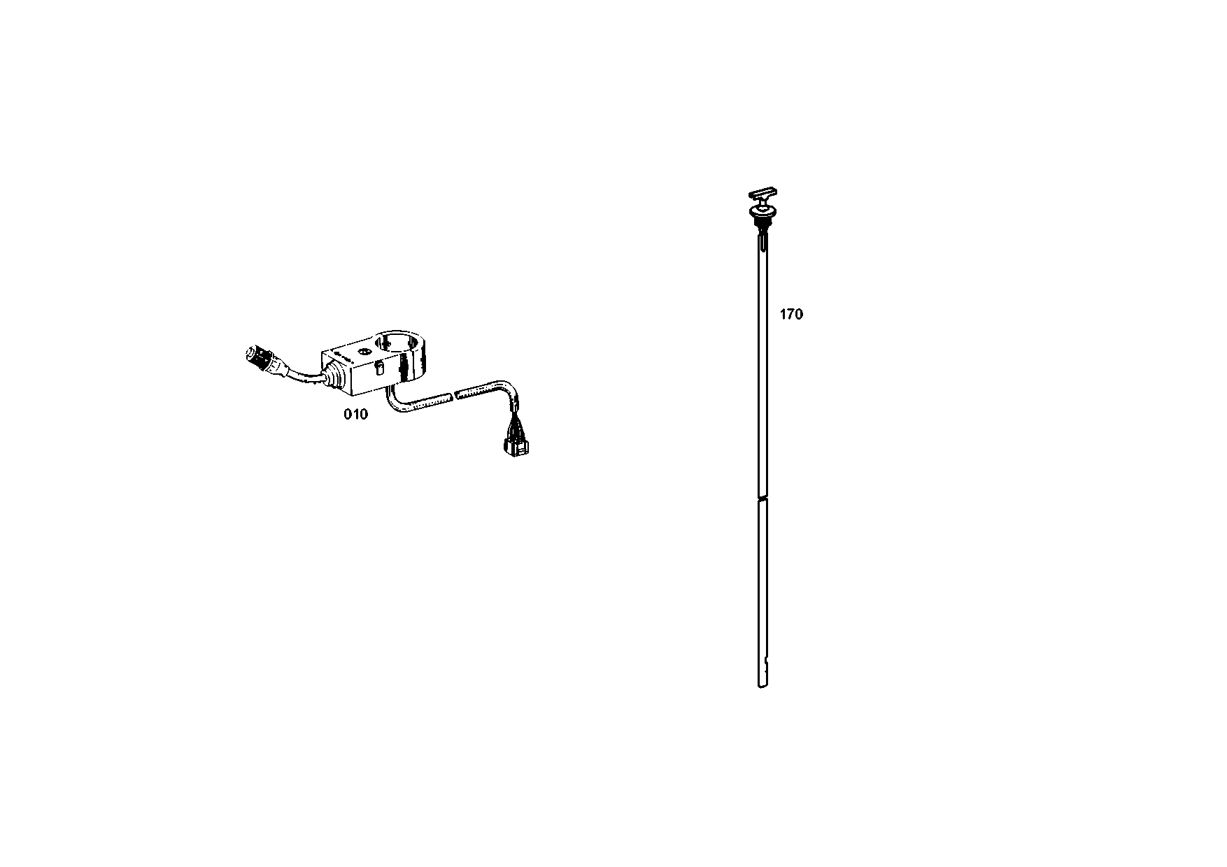 drawing for JCB 7092823 - OIL DIPSTICK (figure 1)