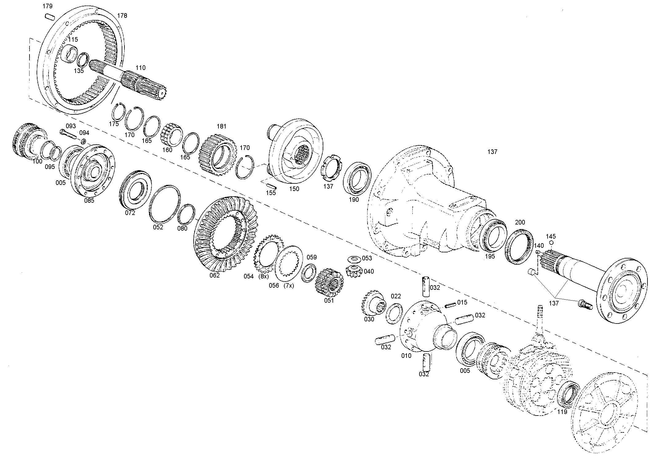 drawing for TRAKTORENWERK LINDNER 733100320003 - AXLE BEVEL GEAR (figure 1)