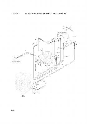 Technical drawing of Hyundai Construction Equipment X420-042015 HOSE ASSY-SYNF&amp;ORFS with dimensions and layout (figure 3)
