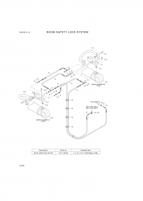 Technical drawing of Hyundai Construction Equipment P930-047014-AS HOSE ASSY-ORFS 0X90 with dimensions and layout