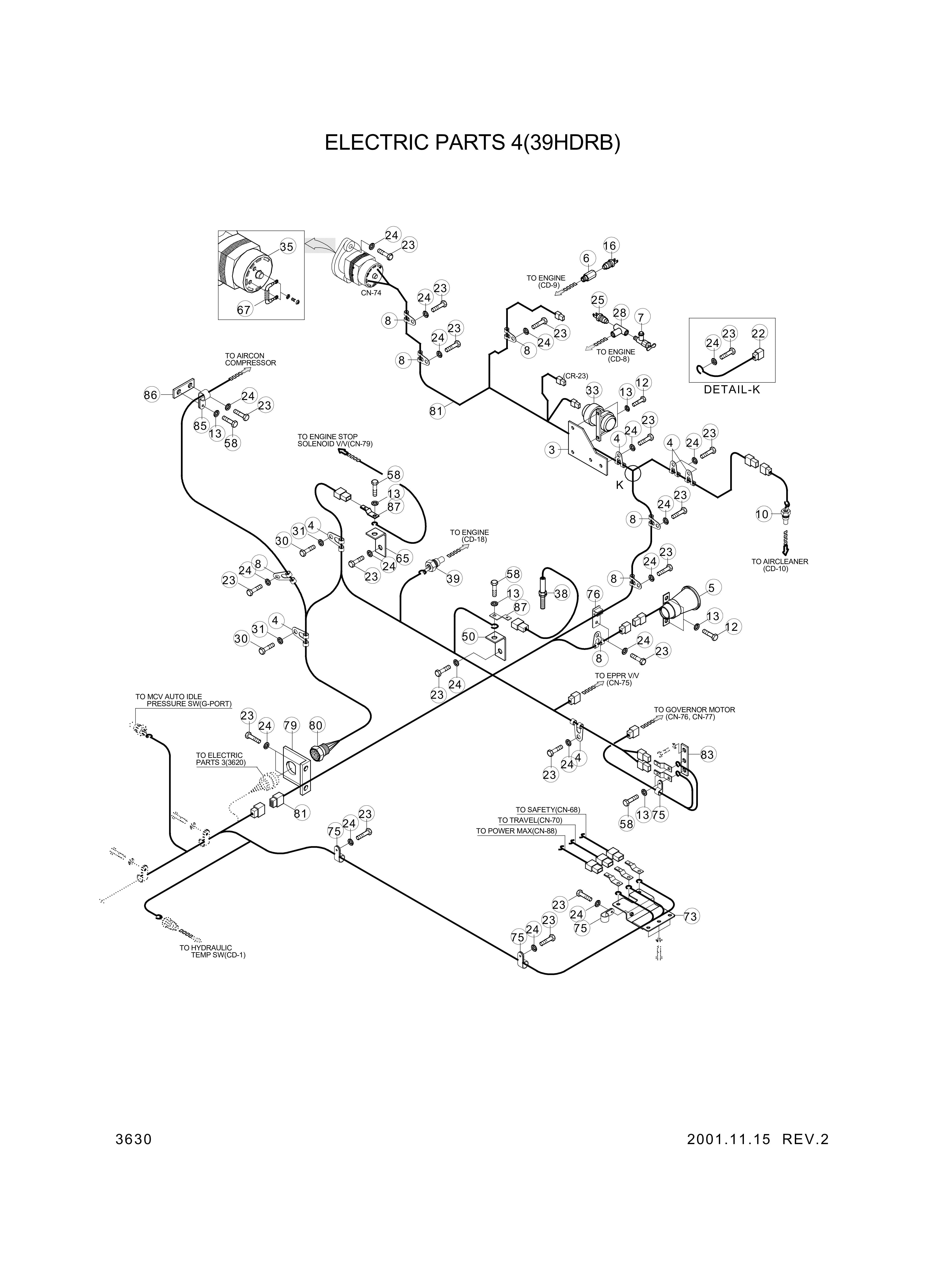 drawing for Hyundai Construction Equipment 96470-72110 - UNIT-OVER HEAT WARING (figure 3)
