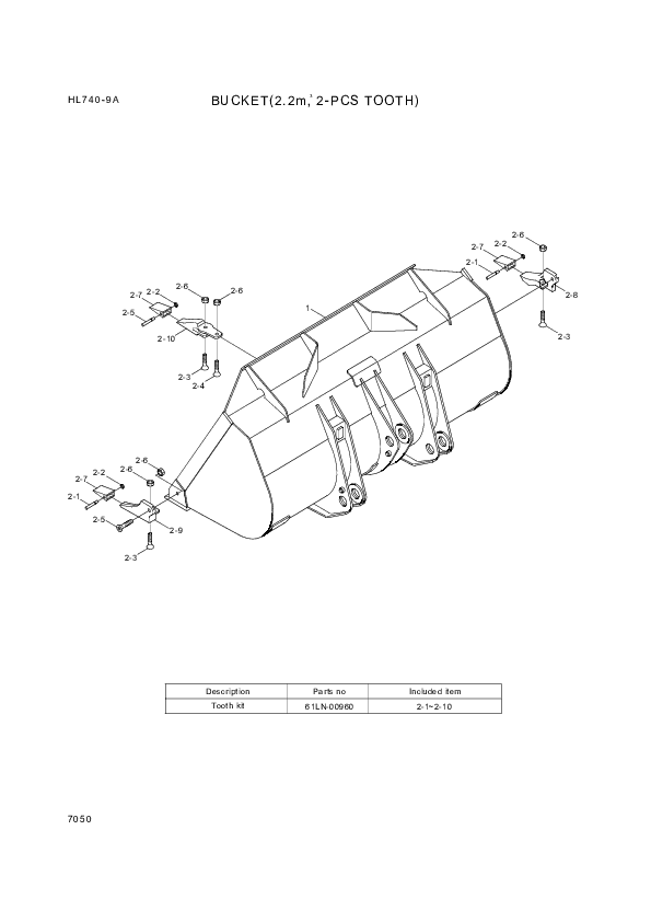 drawing for Hyundai Construction Equipment 61LN-00032 - BUCKET (figure 2)