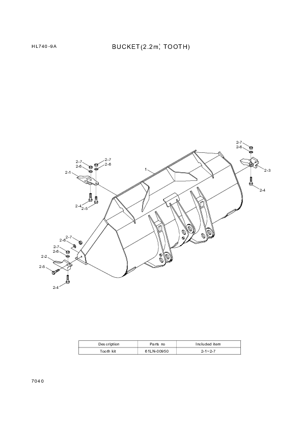 drawing for Hyundai Construction Equipment 61L3-0171 - TOOTH-RH (figure 1)