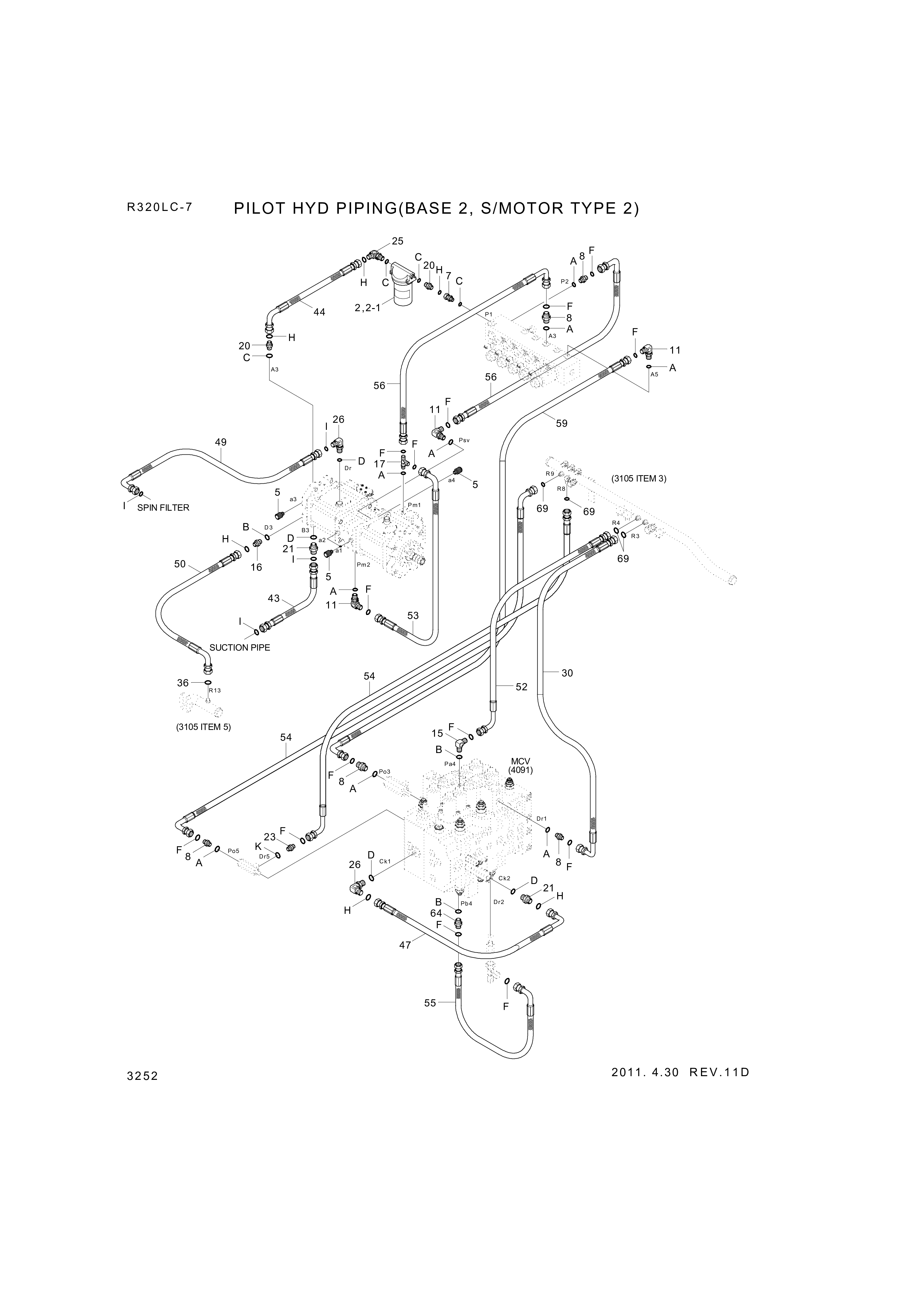 drawing for Hyundai Construction Equipment P933-082023 - HOSE ASSY-ORFS&THD (figure 2)