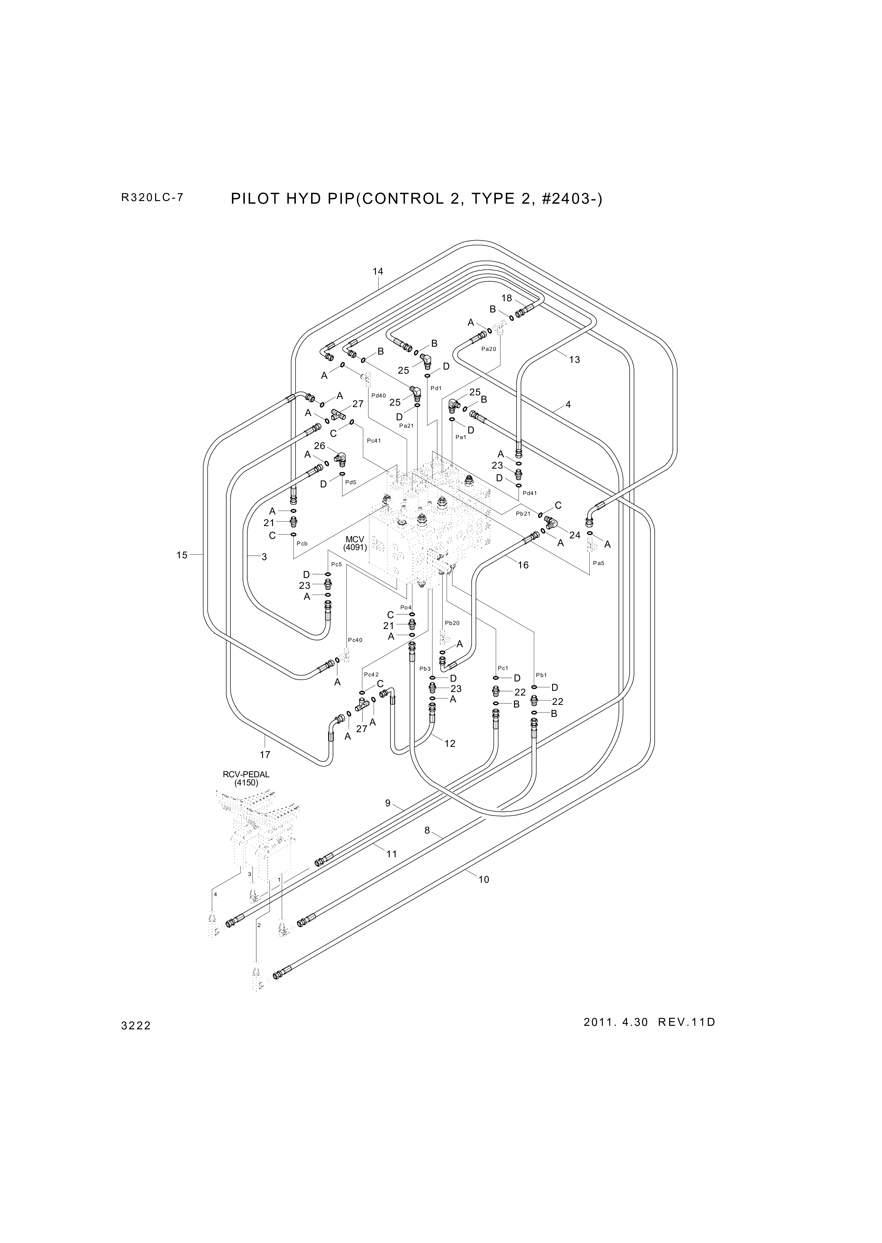 drawing for Hyundai Construction Equipment X420-042016 - HOSE ASSY-SYNF&ORFS (figure 3)