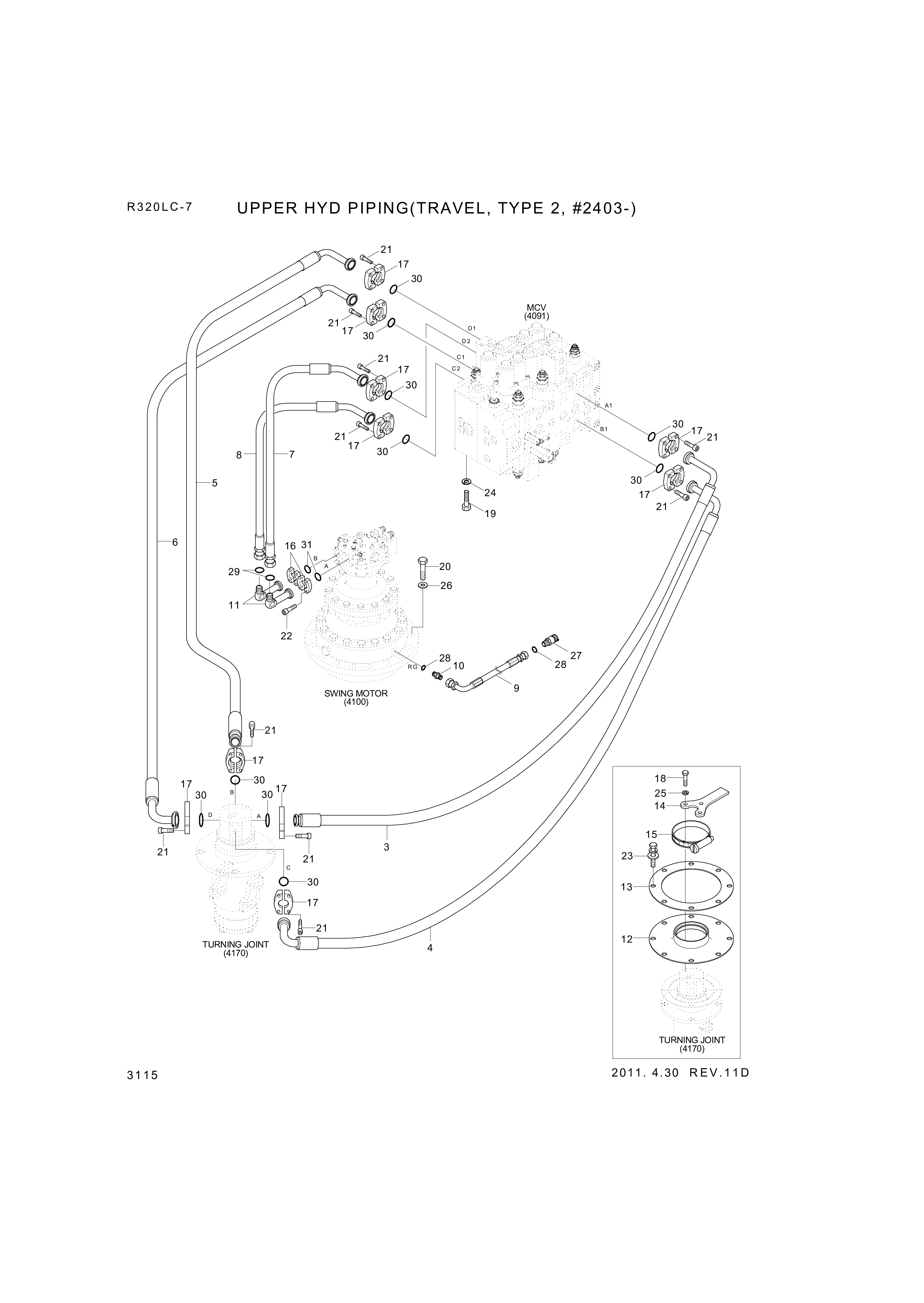 drawing for Hyundai Construction Equipment P950-167324 - HOSE ASSY-ORFS&FLG (figure 1)