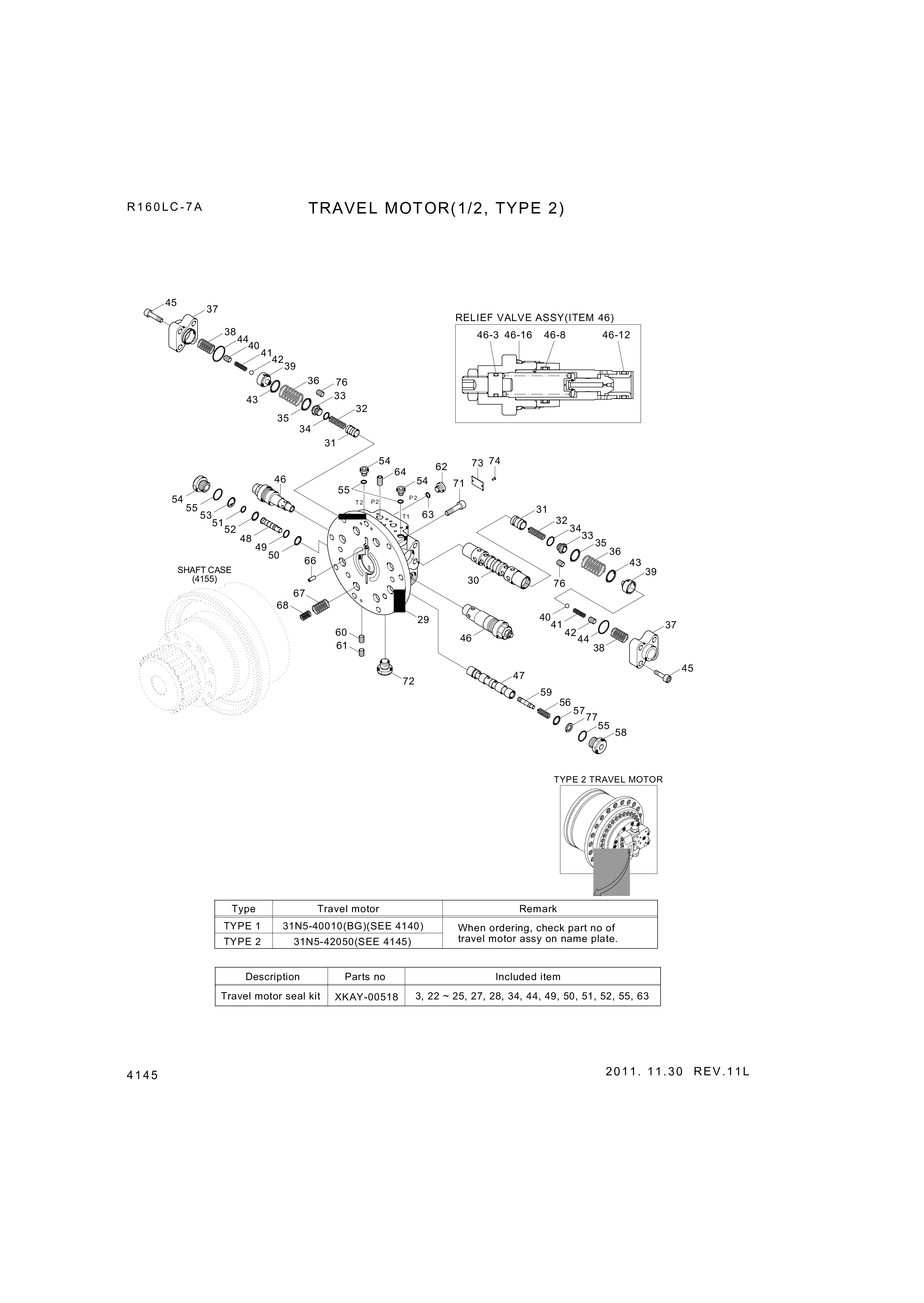 drawing for Hyundai Construction Equipment JB1D6000 - T/Motor Assy (figure 1)