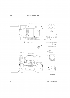 Technical drawing of Hyundai Construction Equipment 95FQ-00130 DECAL-EQUIP SPEC with dimensions and layout (figure 2)