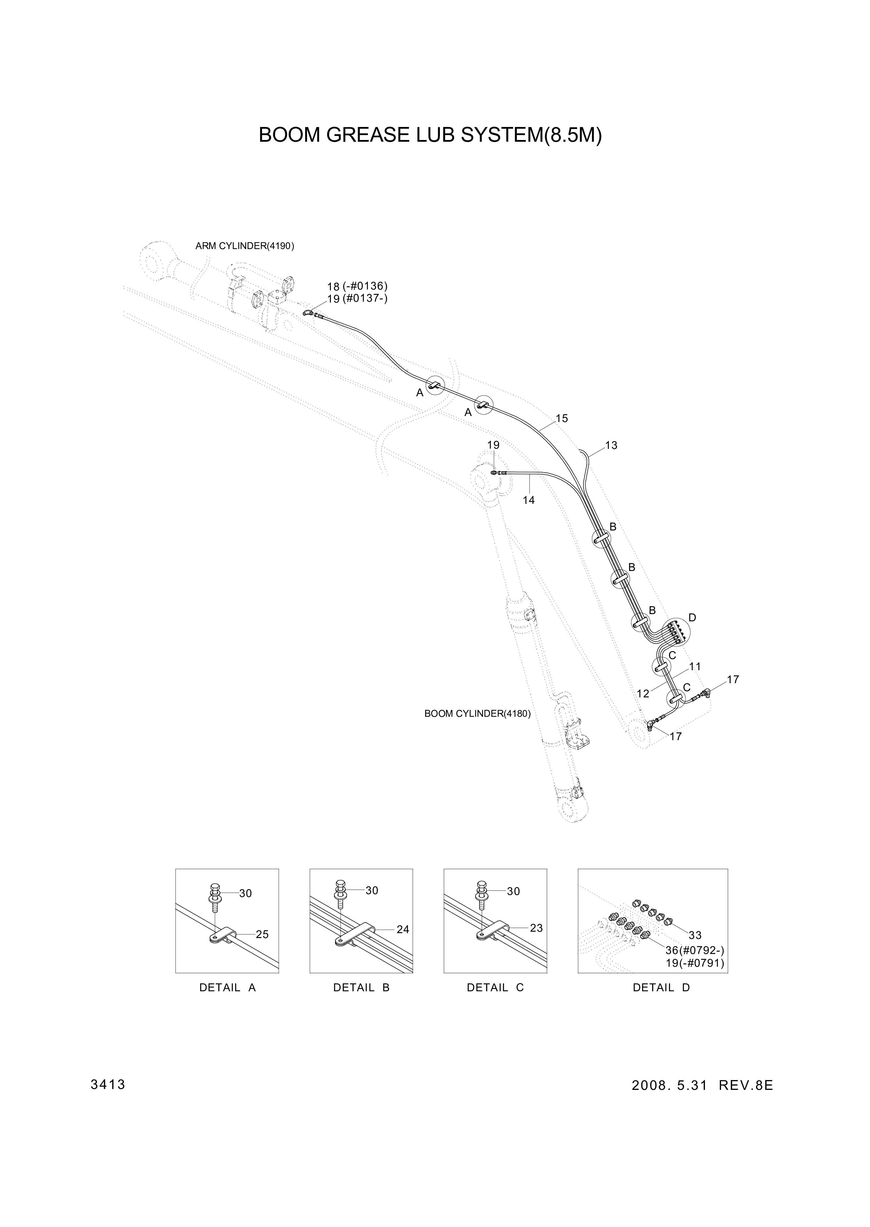 Technical drawing of Hyundai Construction Equipment 61L3-0162 ELBOW-45 with dimensions and layout (figure 4)