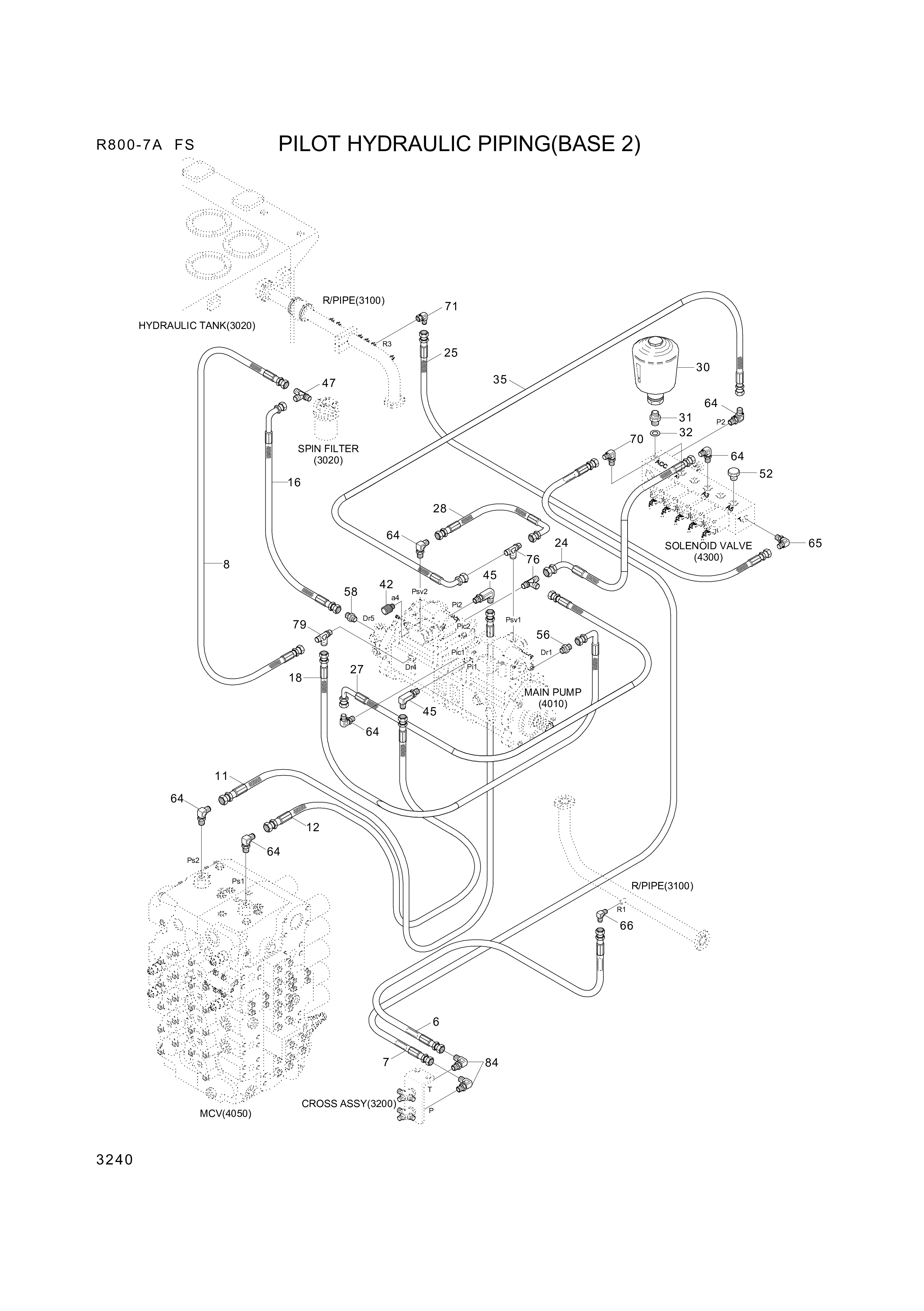 drawing for Hyundai Construction Equipment P930-082021 - HOSE ASSY-ORFS&THD (figure 2)