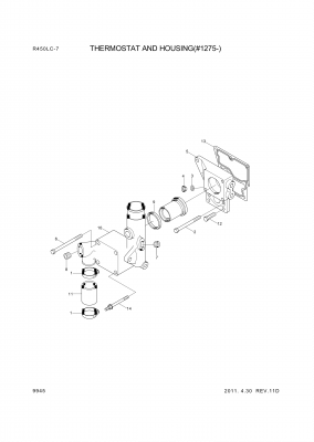 Technical drawing of Hyundai Construction Equipment YUBP-04609 SCREW-HEX with dimensions and layout