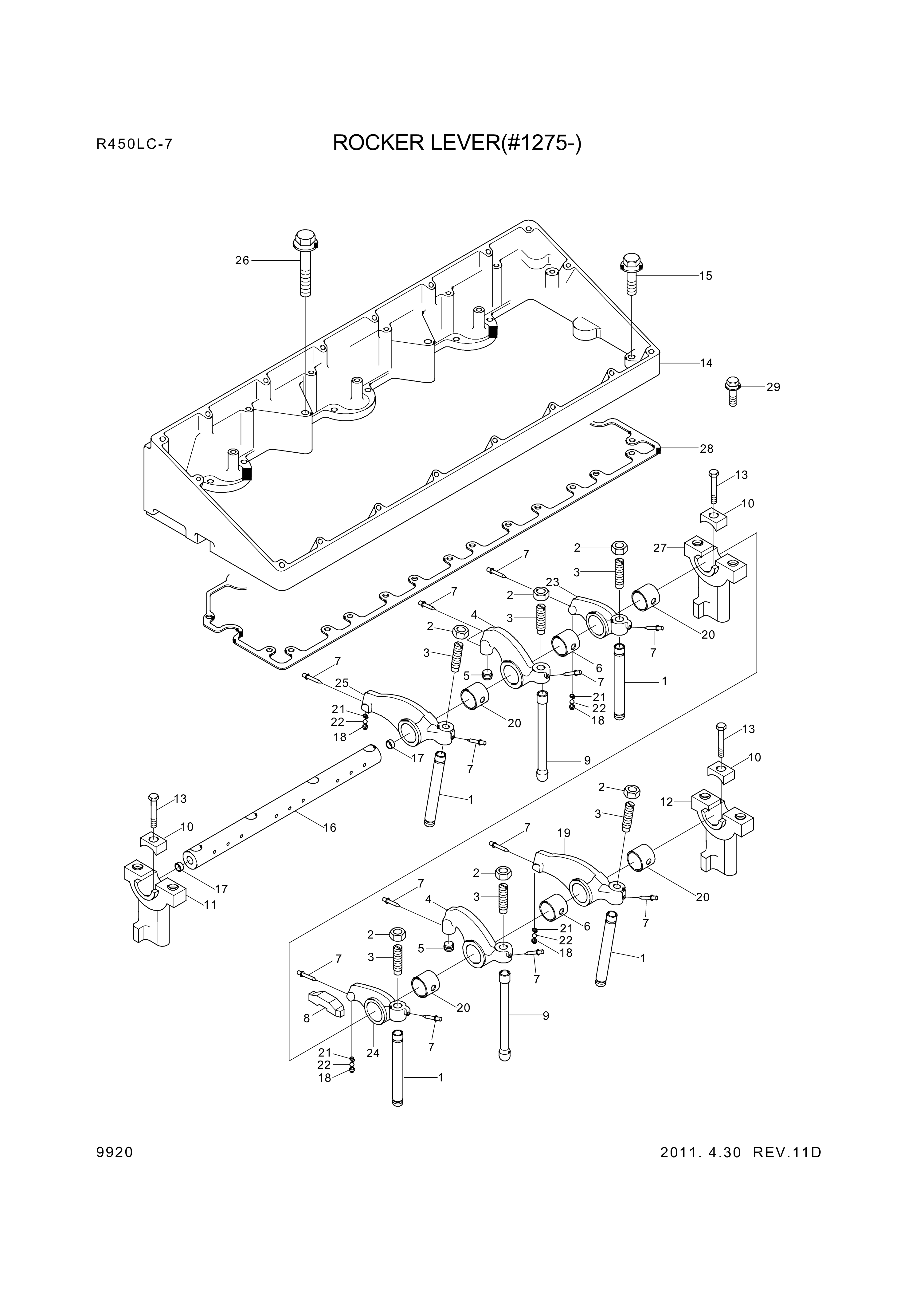 drawing for Hyundai Construction Equipment YUBP-05432 - SHAFT-ROCKERLEVER (figure 1)