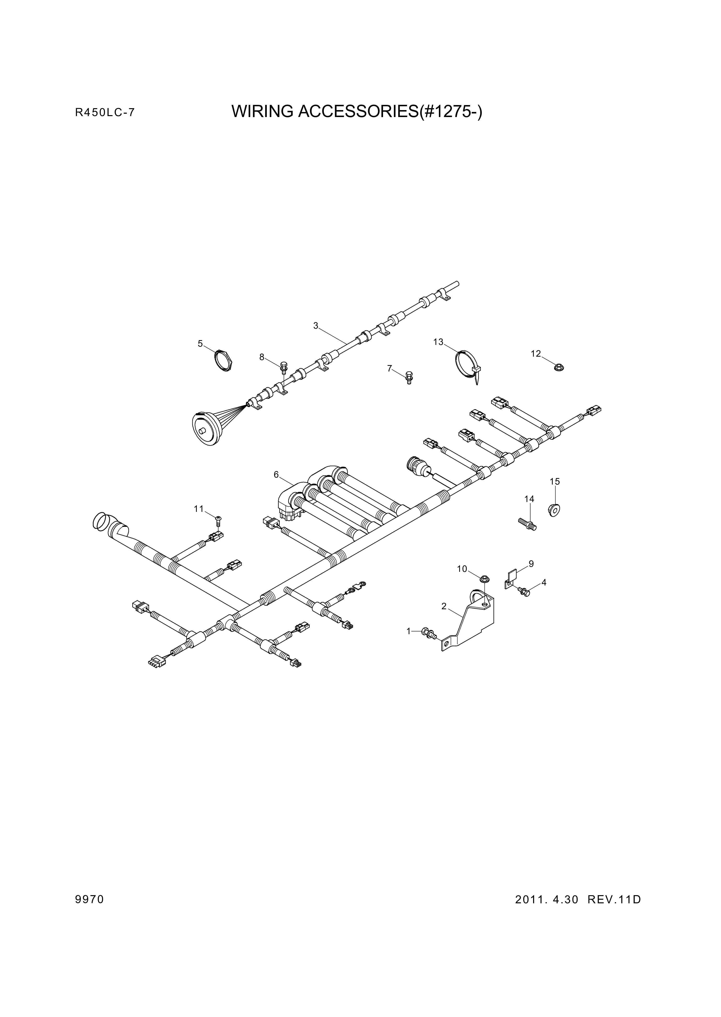 drawing for Hyundai Construction Equipment YUBP-04799 - BRACE-WIRING (figure 2)