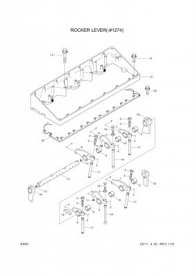 Technical drawing of Hyundai Construction Equipment YUBP-06805 SUPPORT with dimensions and layout