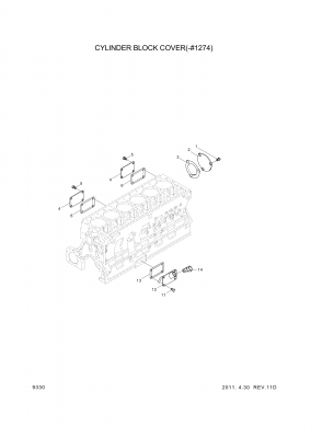 Technical drawing of Hyundai Construction Equipment YUBP-06772 GASKET with dimensions and layout