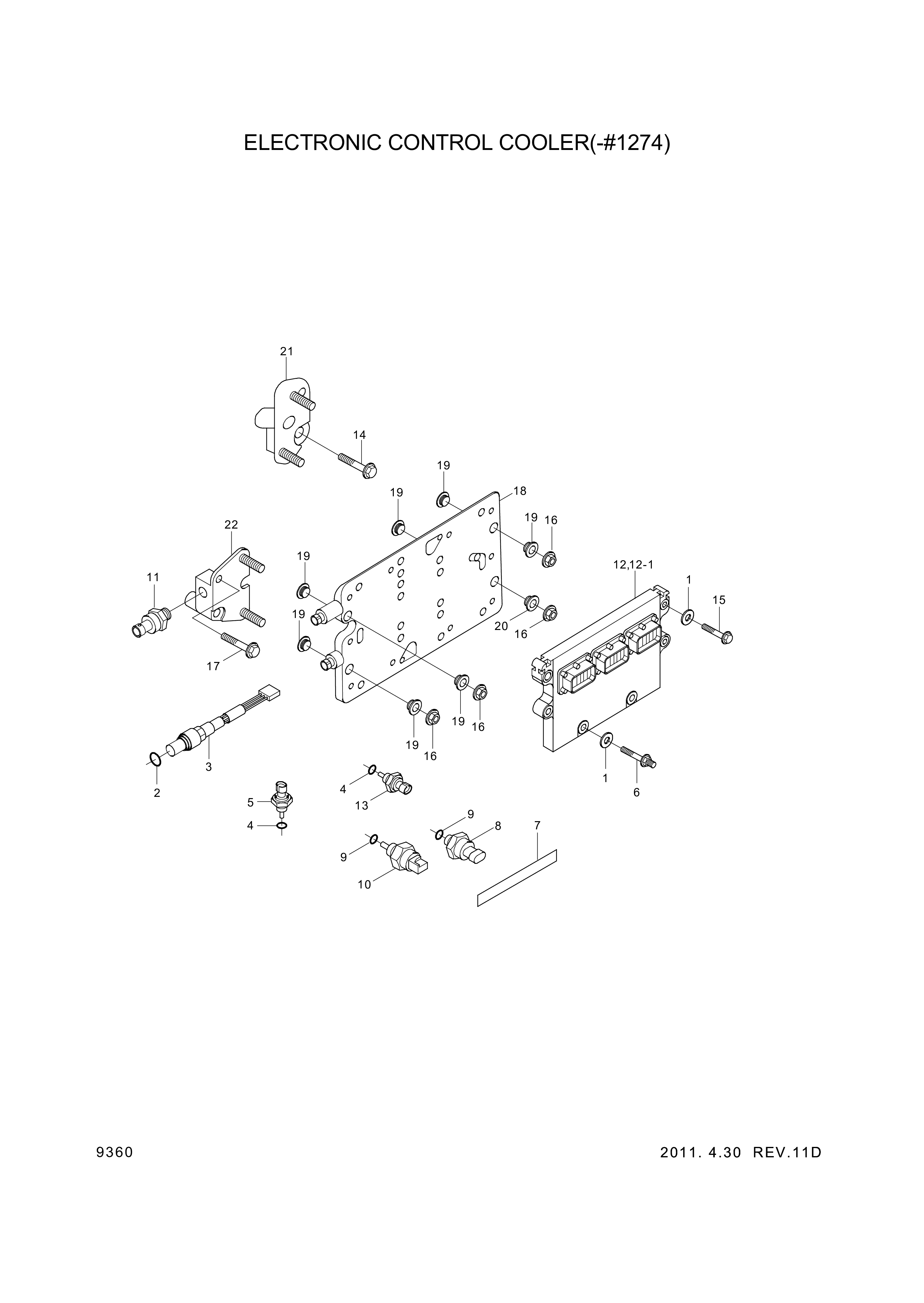Technical drawing of Hyundai Construction Equipment YUBP-05424 SENSOR-PRESSURE with dimensions and layout (figure 2)
