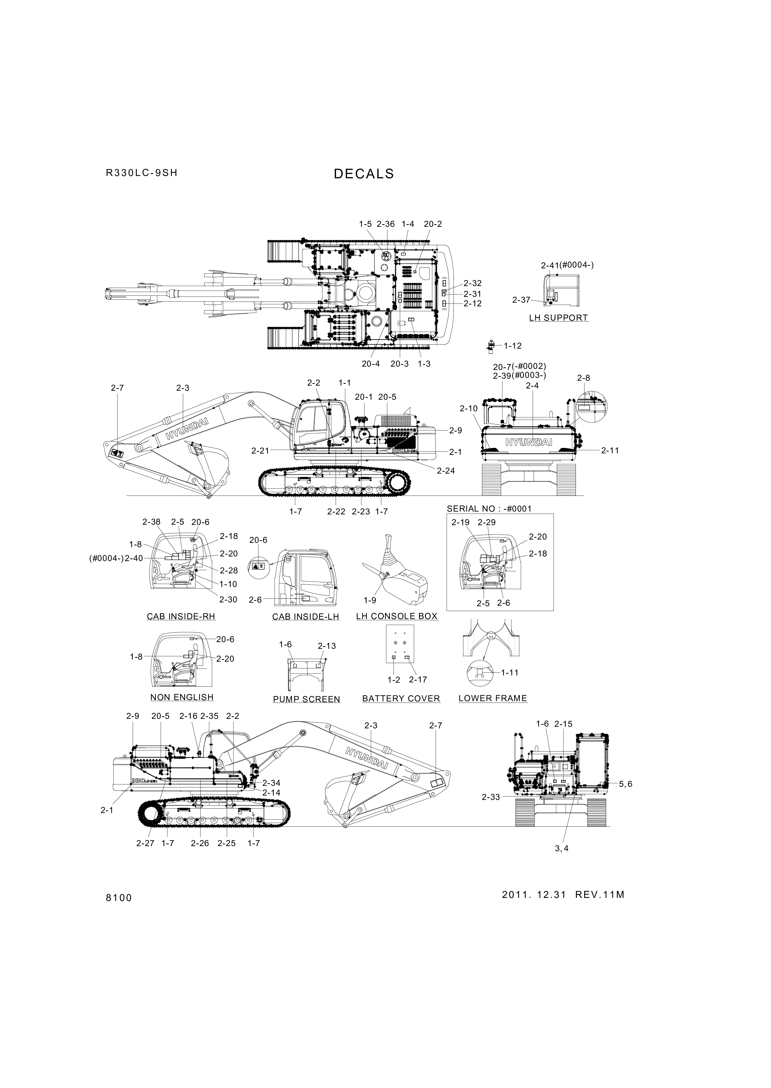 drawing for Hyundai Construction Equipment 93Q9-00101 - DECAL KIT-B (figure 1)
