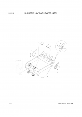 Technical drawing of Hyundai Construction Equipment 61M5-31130 ADAPTER-TOOTH with dimensions and layout (figure 5)