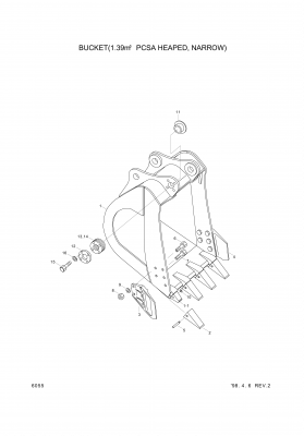 drawing for Hyundai Construction Equipment 61E7-0104 - BUSHING-PIN (figure 2)
