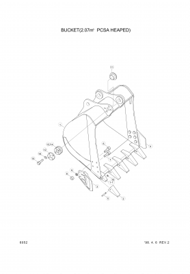Technical drawing of Hyundai Construction Equipment 61E7-04610 TOOTH with dimensions and layout (figure 4)