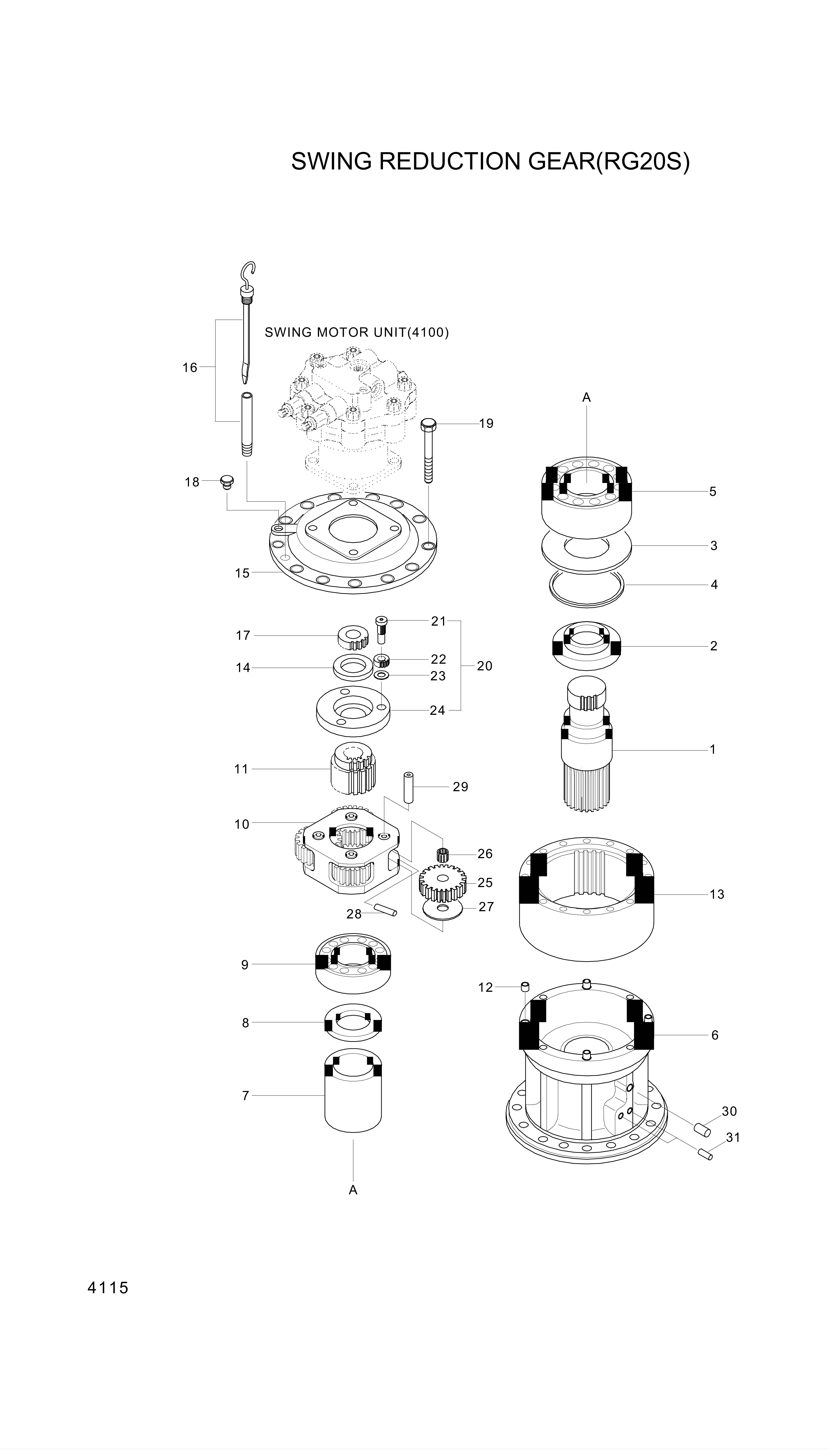 drawing for Hyundai Construction Equipment RG20S-220-07 - SWING REDUCTION ASSY (figure 1)