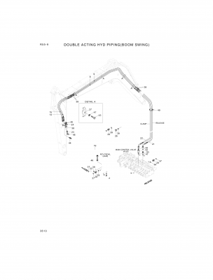 Technical drawing of Hyundai Construction Equipment P930-042020 HOSE ASSY-ORFS&amp;THD with dimensions and layout (figure 3)