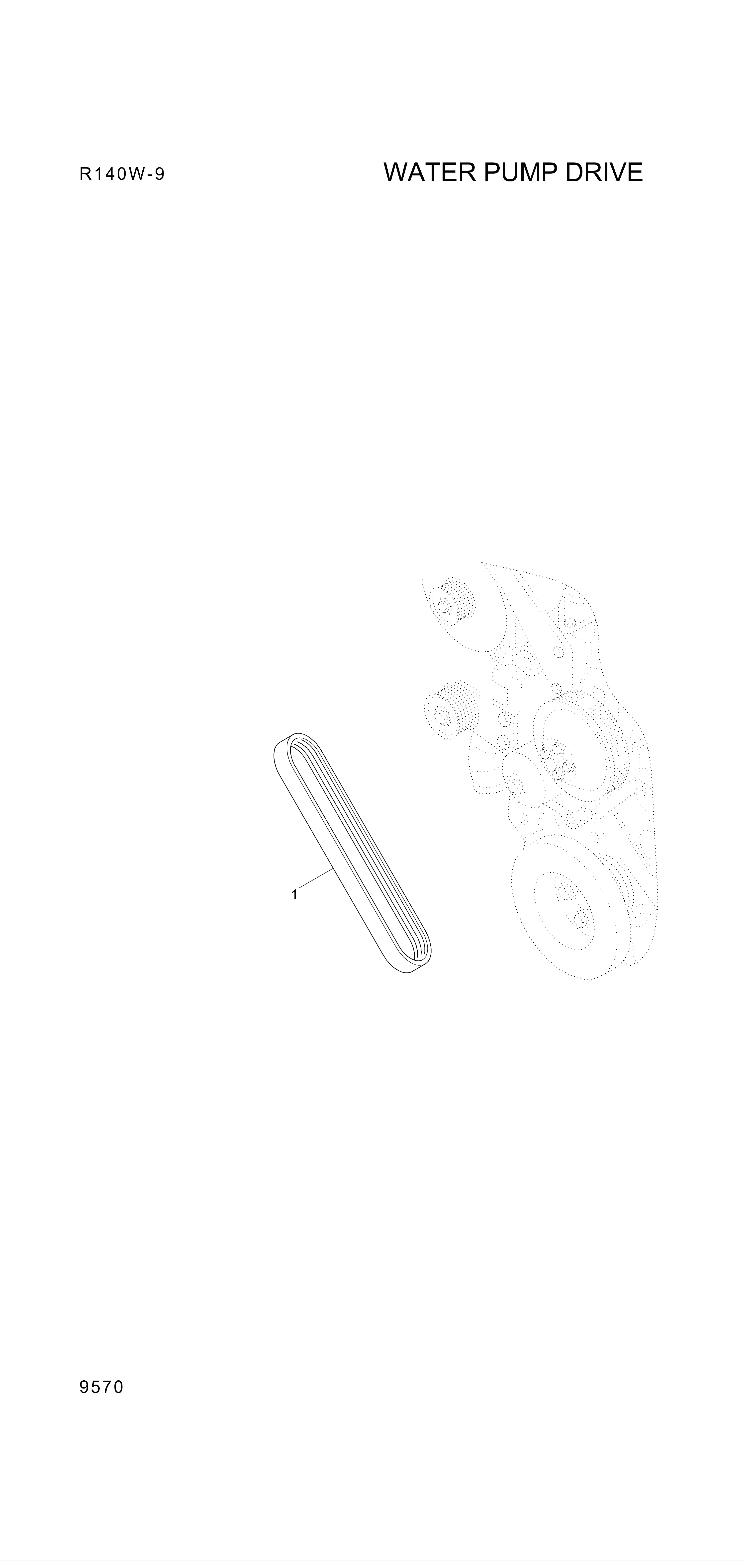 Technical drawing of Hyundai Construction Equipment YUBP-05211 BELT-FAN with dimensions and layout (figure 3)